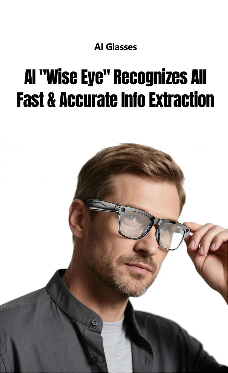 4K HD AI Smart Glasses Men 800W Pixel Camera Bluetooth Call 4GB WIFI Transmission Voice Assistant Smart Glasses 2026 New