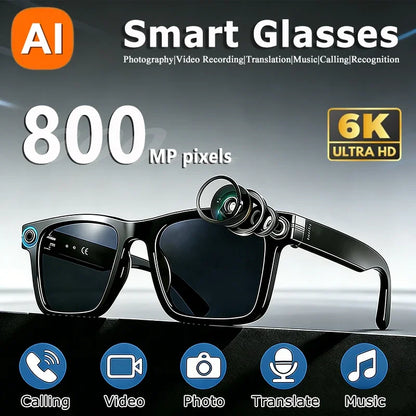 4K HD AI Smart Glasses Men 800W Pixel Camera Bluetooth Call 4GB WIFI Transmission Voice Assistant Smart Glasses 2026 New