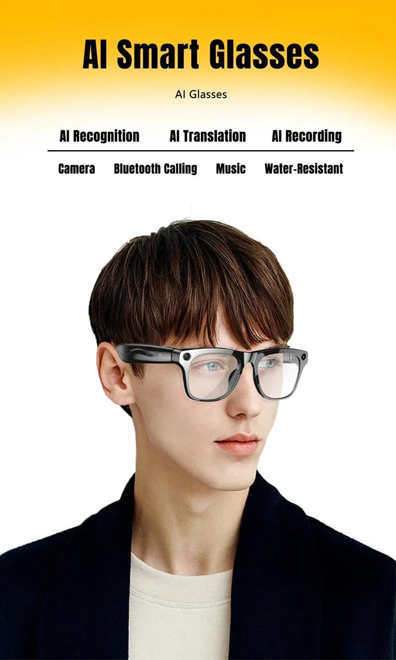 4K HD AI Smart Glasses Men 800W Pixel Camera Bluetooth Call 4GB WIFI Transmission Voice Assistant Smart Glasses 2026 New