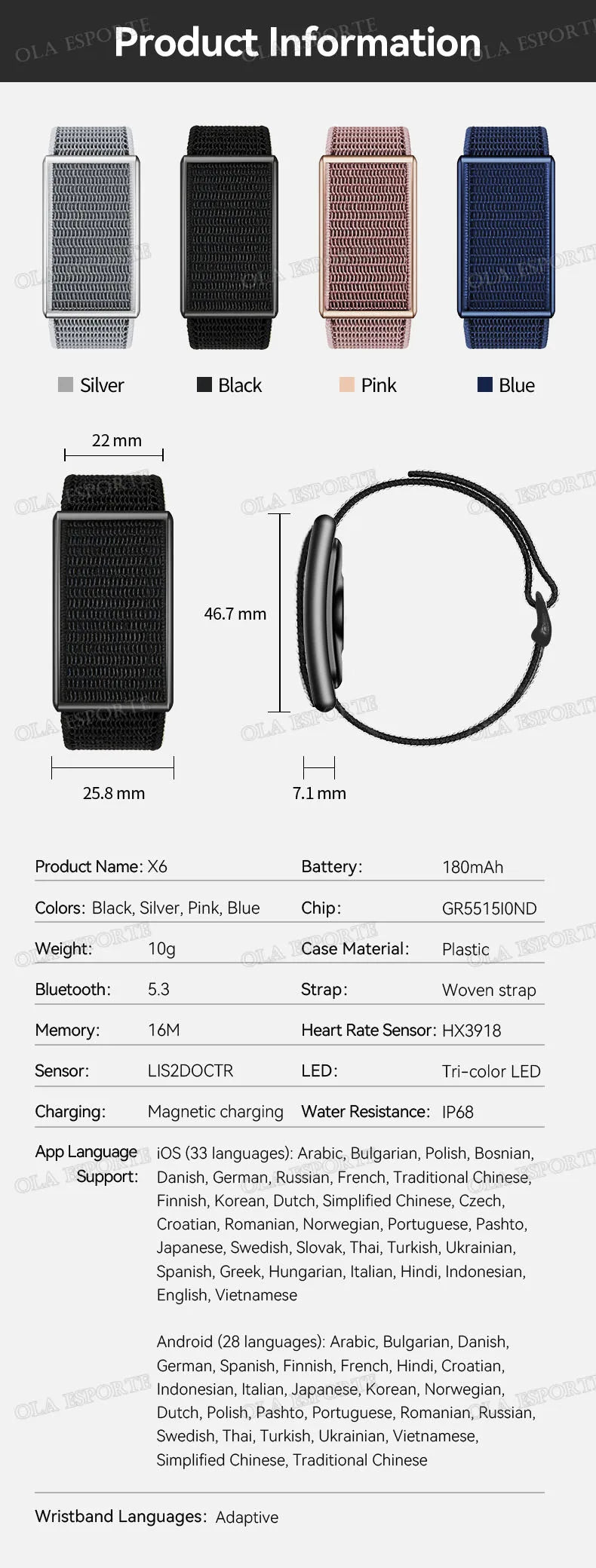 2026 Sport Fitness Tracker Smart Bracelet Men Women Heart Rate Sleep Blood Pressure Monitor Pedometer Waterproof Smartwatch Band