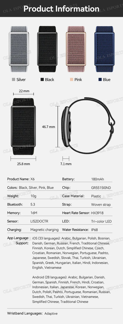 2026 Sport Fitness Tracker Smart Bracelet Men Women Heart Rate Sleep Blood Pressure Monitor Pedometer Waterproof Smartwatch Band