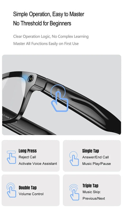4K HD AI Smart Glasses Men 800W Pixel Camera Bluetooth Call 4GB WIFI Transmission Voice Assistant Smart Glasses 2026 New