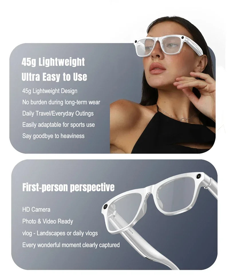 4K HD AI Smart Glasses Men 800W Pixel Camera Bluetooth Call 4GB WIFI Transmission Voice Assistant Smart Glasses 2026 New
