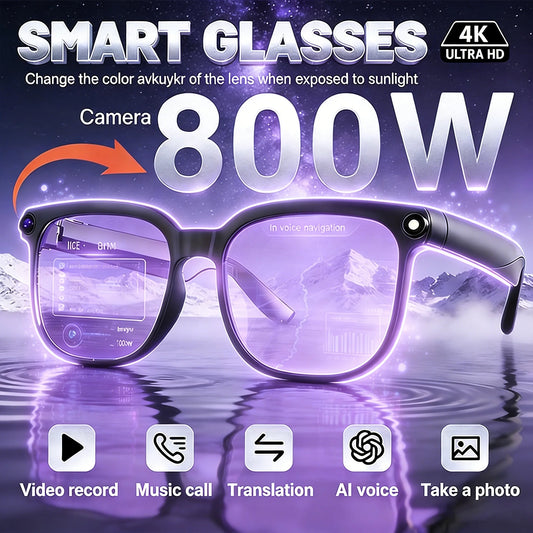 4K HD AI Smart Glasses Men 800W Pixel Camera Bluetooth Call 4GB WIFI Transmission Voice Assistant Smart Glasses 2026 New